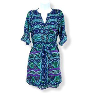 Anthropologie Maeve Hi-Lo Teal Shirt Dress EUC